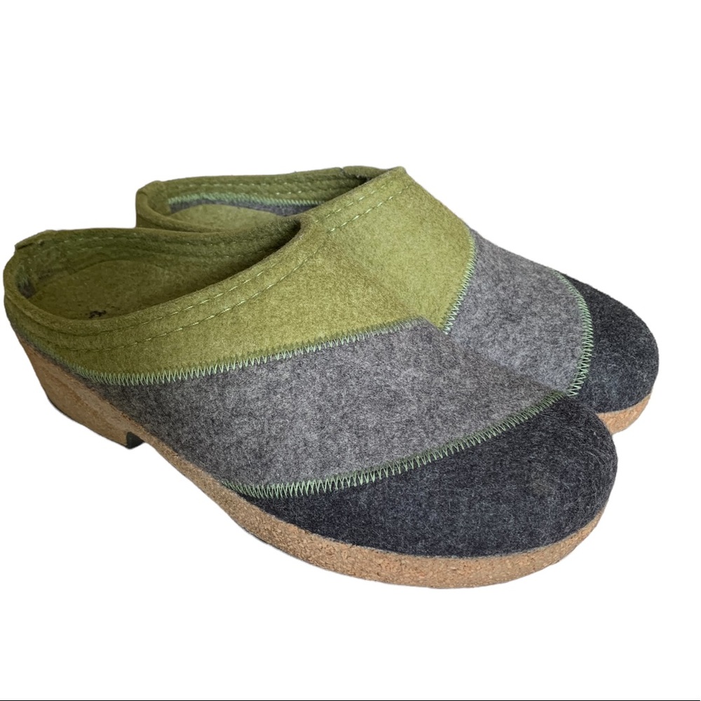 Haflinger ‘Rhythm’ boiled wool green gray black clogs women’s size 8.5 (39)